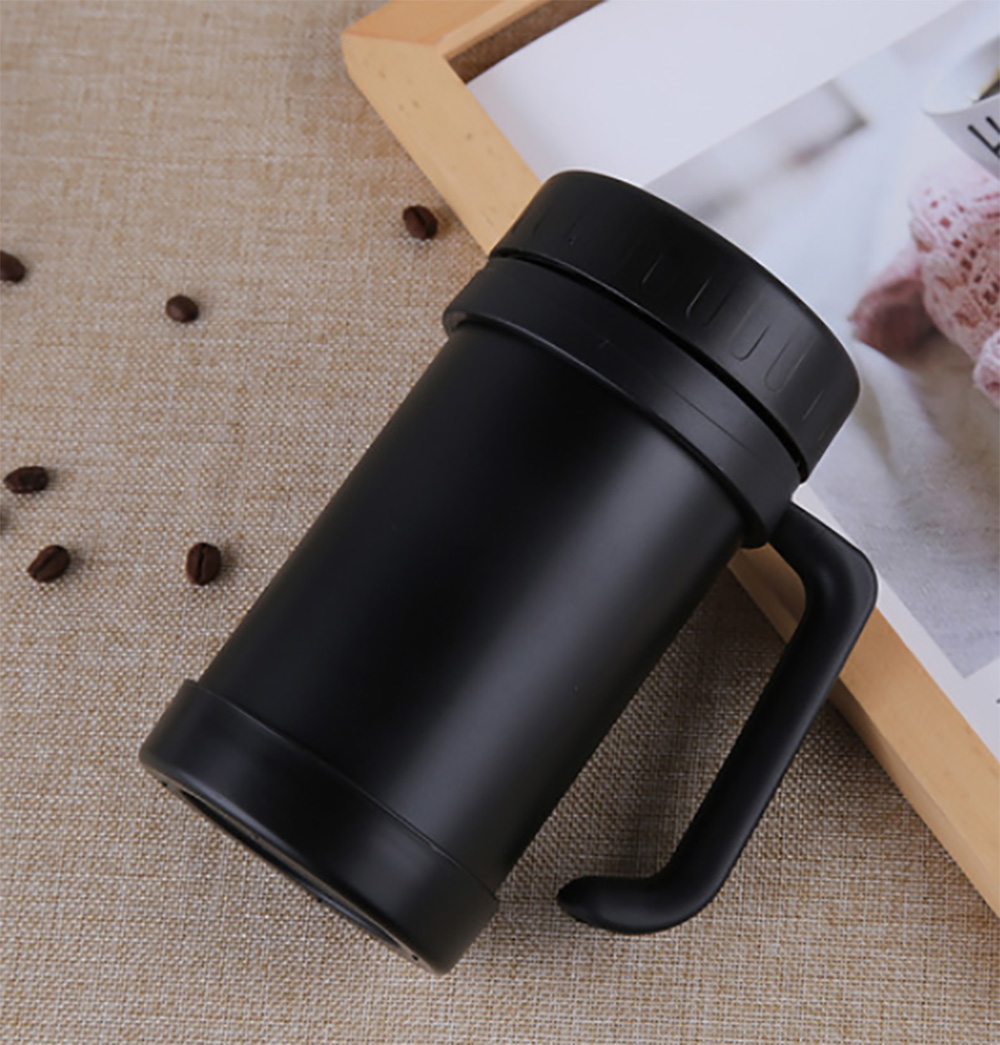 500ml 노블티 스텐 보온컵 손잡이 텀블러 (블랙) - 상세 이미지 3