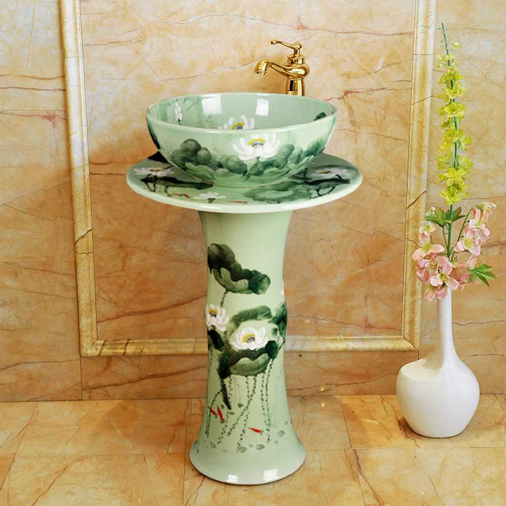 세라믹 세면대 세정대 조합 화장실 아트 디자인 원형 41cm / 녹색 - 상세 이미지 2