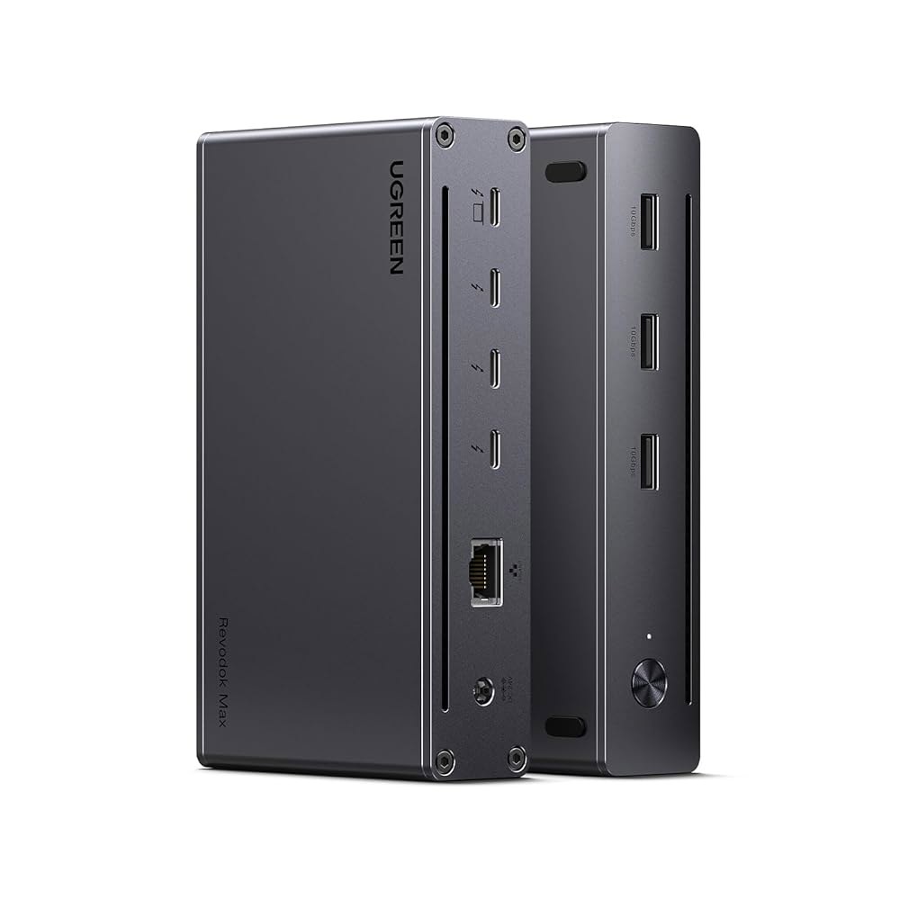 UGREEN Thunderbolt 4 Dock 8-in-1 40Gbps TB4 Hub 3 x TB 듀얼 4K@60Hz 또는 싱글 8K 디스플레이, 85W 충전, 기가비트 이더넷, - 상품 이미지