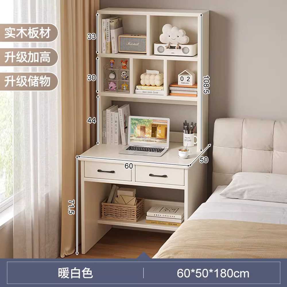 좁은방 책상 컴퓨터용책상 폭좁은 조립식 튼튼한 원룸 60x180cm 내추럴 - 상세 이미지 5