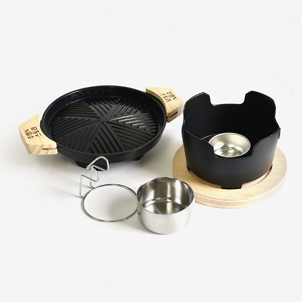 캠핑 야외용 1인용 와이드 삼겹살용 구이팬 화로세트 손잡이포함
