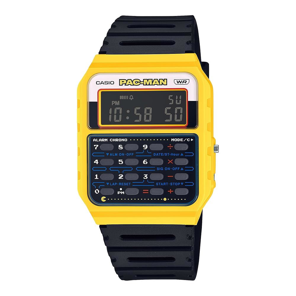 Casio PAC-Man CA53WPC-1B 콜라보레이션 계산기 블랙. 시계, - 상품 이미지