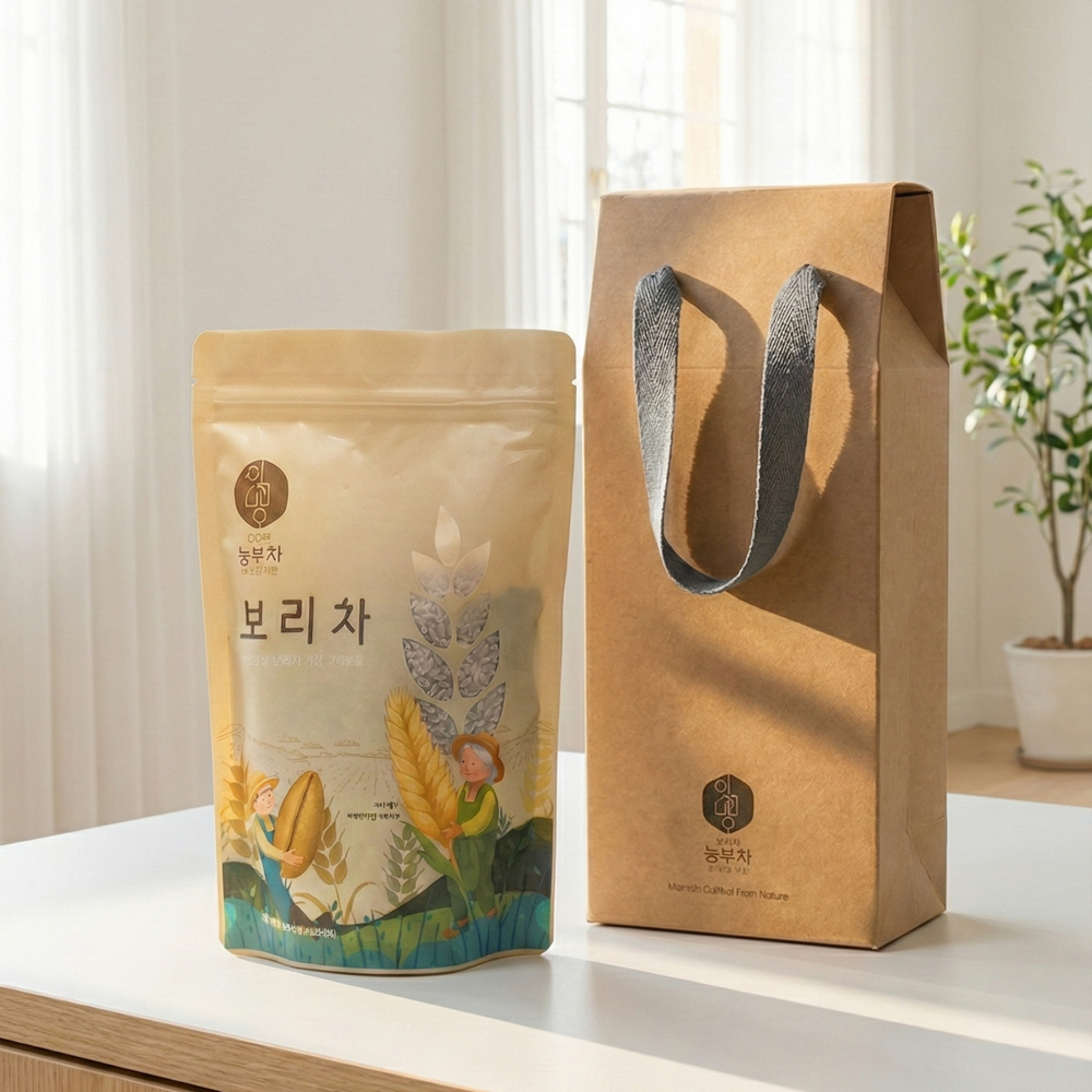 이서방 농부차 선물세트 500g 선물상품 보리차 옥수수차 1종 선택 + 크라프트 핸들백 - 상품 이미지