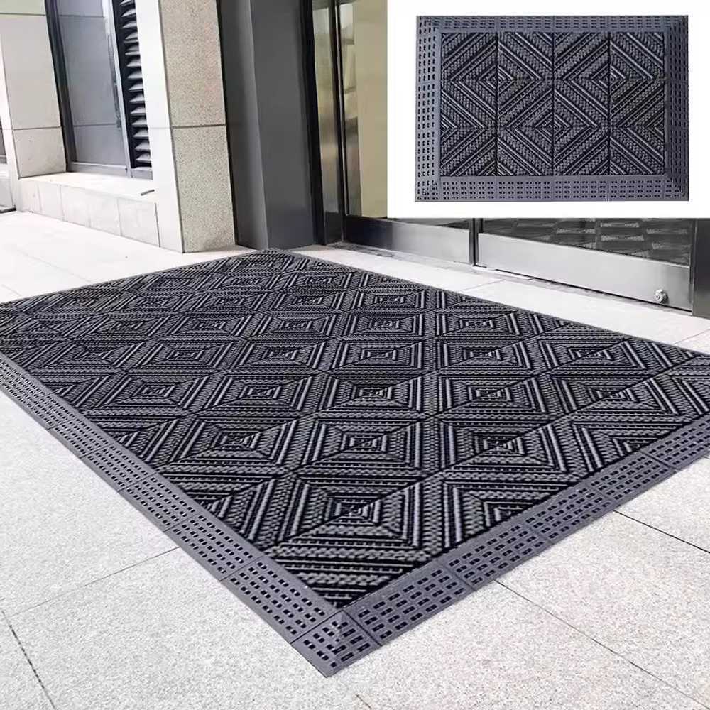 로비매트 현관매트 빗물 털이 매장 아파트 강당 바닥 75x150cm 3중브러시 회색 - 상품 이미지
