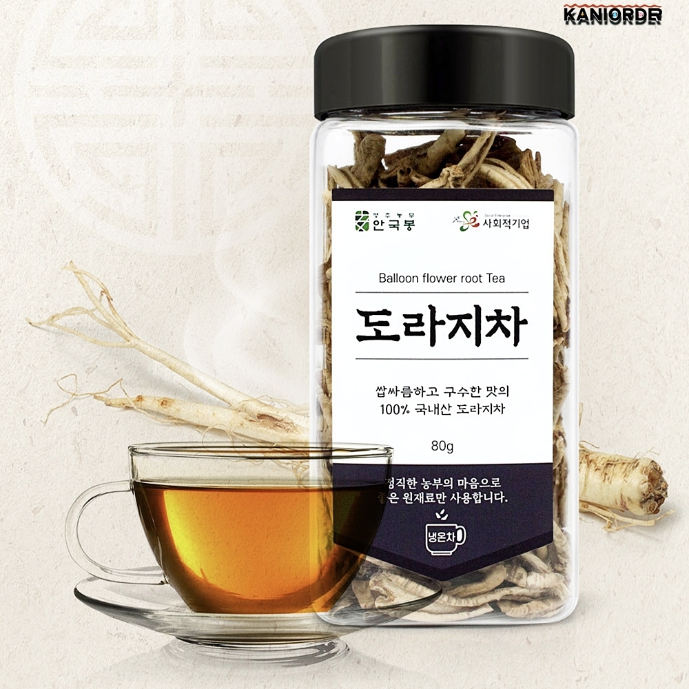 말린 도라지 차 무첨가 전통차 100% 국내산 목에좋은 식품 80G - 상품 이미지