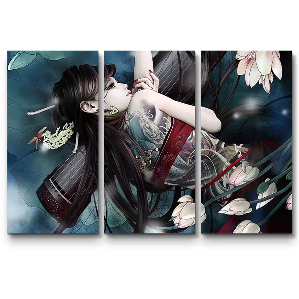 호쿠사이 액자 인쇄 벽걸이 파도 풍경 우키요에 그림 NSL-C01 3폭세트40x80cm단15mm - 상세 이미지 5