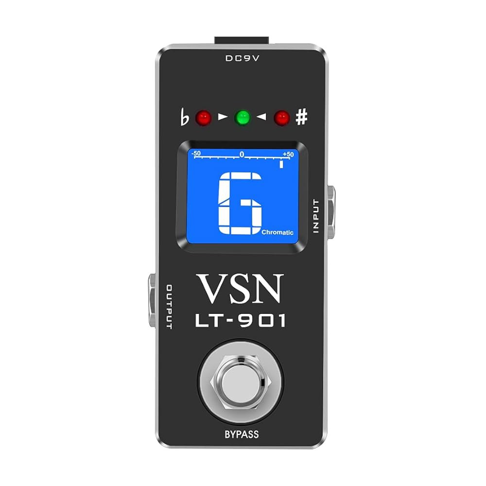 VSN 튜너 페달, 크로매틱 기타 페달 빠르고 정확한 튜너, 일렉트릭 및 베이스 트루 바이패스 LT-901을 위한 피치 표시기를 사용하여 고정밀 1 센티미터의 튜너를 제공합니다 - 상품 이미지