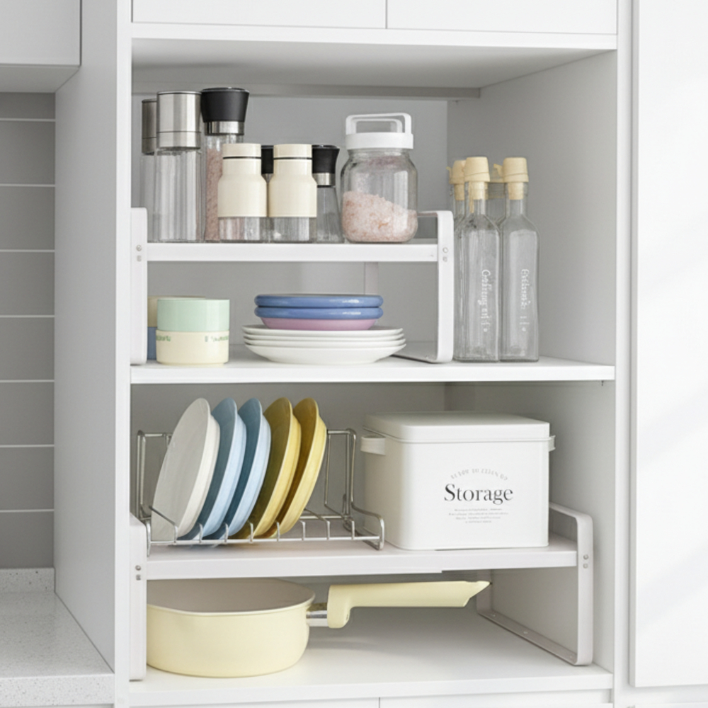 길이조절 다용도 씽크대 하부 상부장 주방 보조 선반 정리대 낮은형 제품 이미지