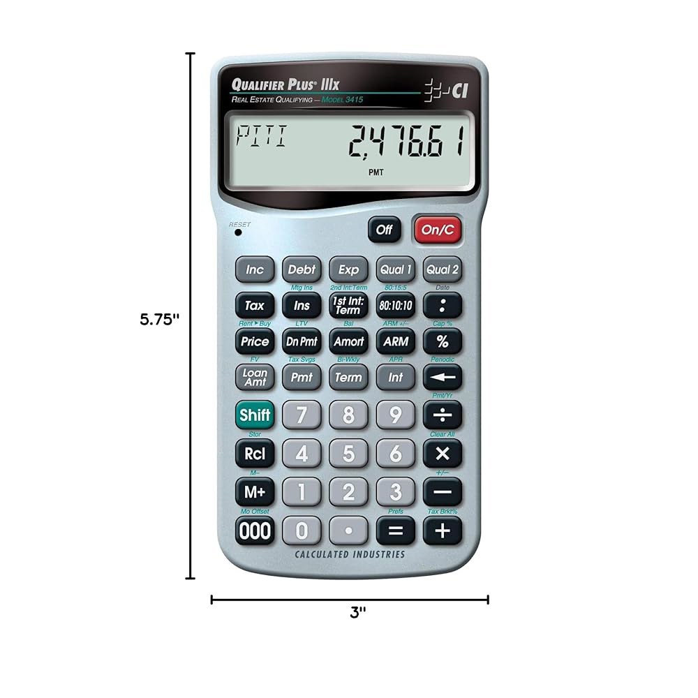 Calculated Industries 3415 Qualifier Plus FHA, IIIx 콤보, VA, 구매자 등 모기지 결제, 어드밴스드 자격, ARM, 작동, 상환, 금융 - 상세 이미지 2