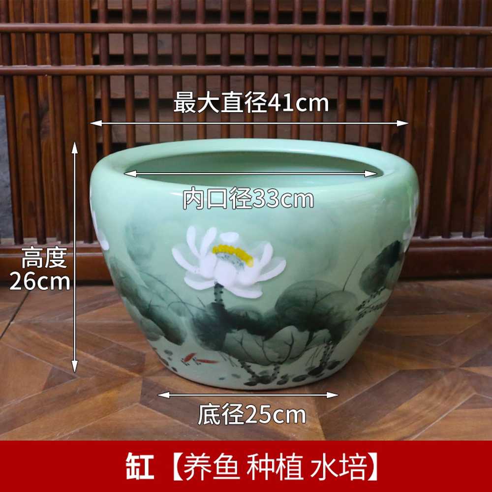 세라믹 세면대 세정대 조합 화장실 아트 디자인 원형 41cm / 녹색 이미지 6