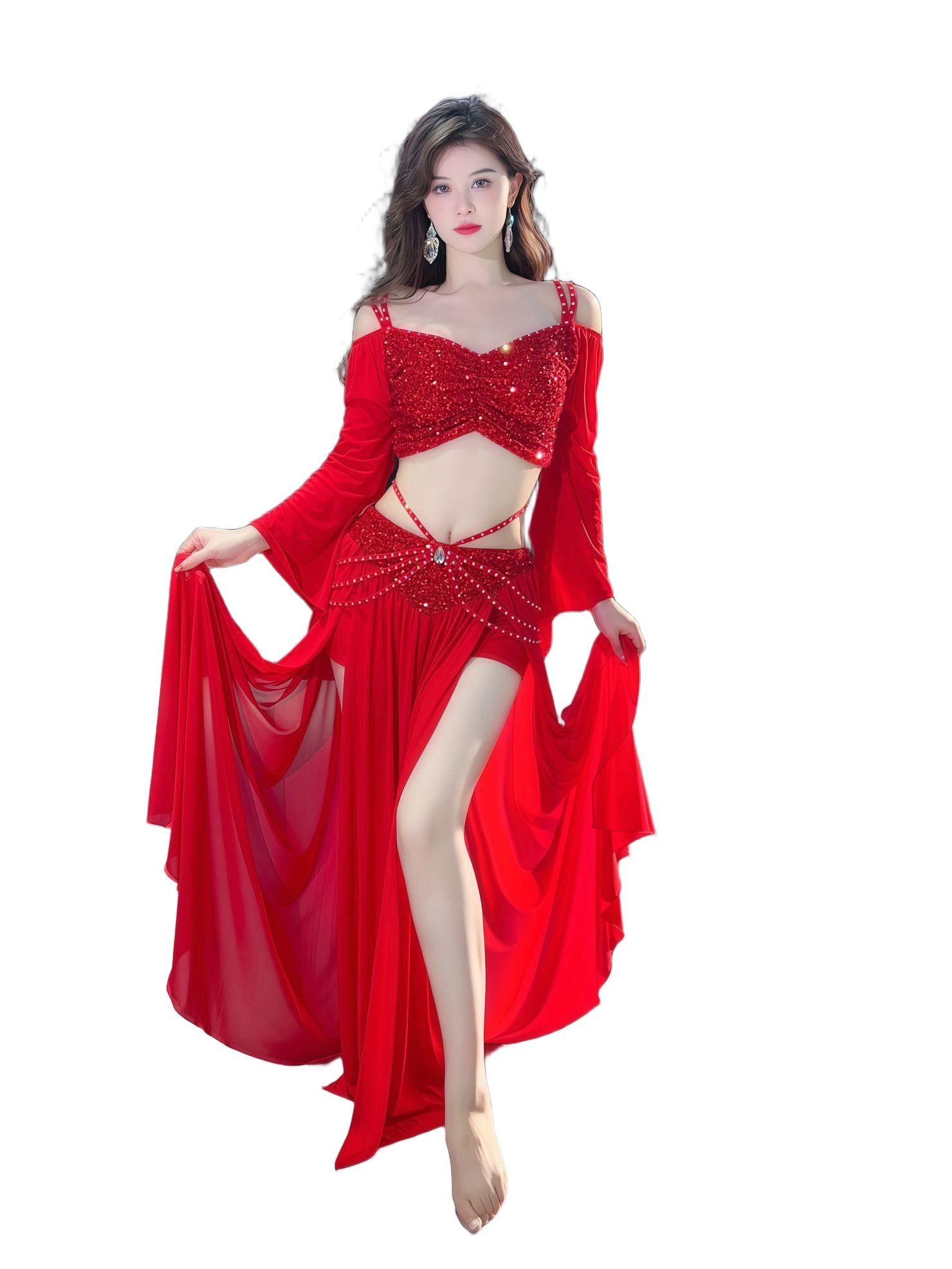 벨리댄스 의상 공연 연습복 라틴 댄스 스커트 무대복 - 상품 이미지