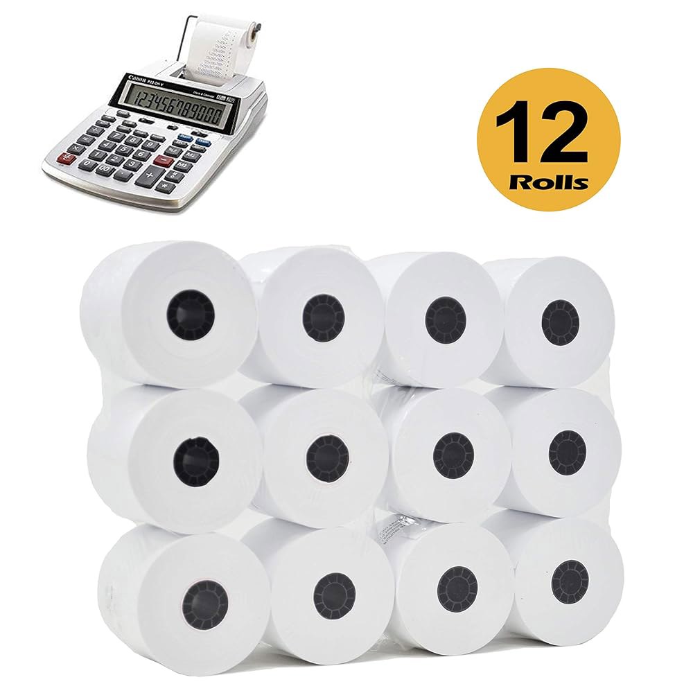 BuyRegisterRolls (12롤) 6.4 x 45.7m(2 원 화이트 페이퍼 레지스터/추가 플라이 기계 계산기 롤 프리미엄 인쇄 추가 용지 10키 기계/계산기 1/4 150 - 상세 이미지 2
