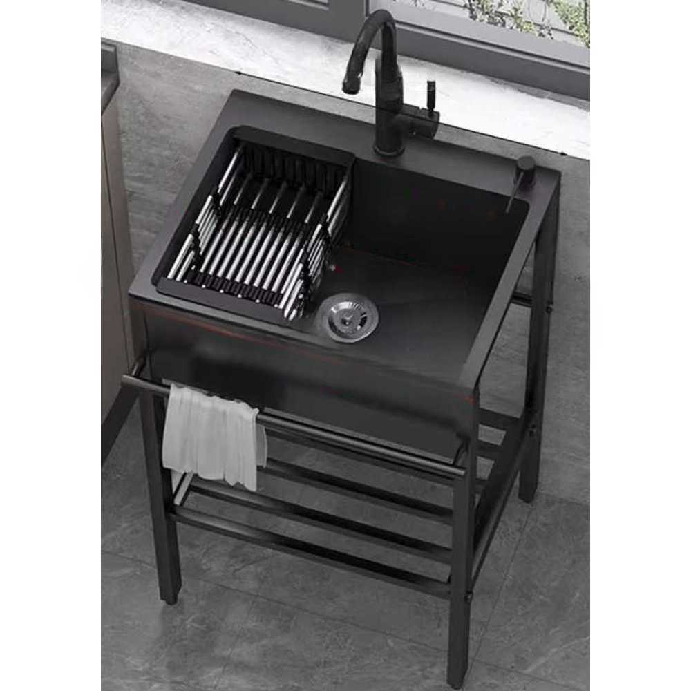 미니 싱크대 씽크대 교체 세척대 주방 싱크볼 사각 55x45cm 단일 싱크대 + 스탠드/배수구 - 상품 이미지