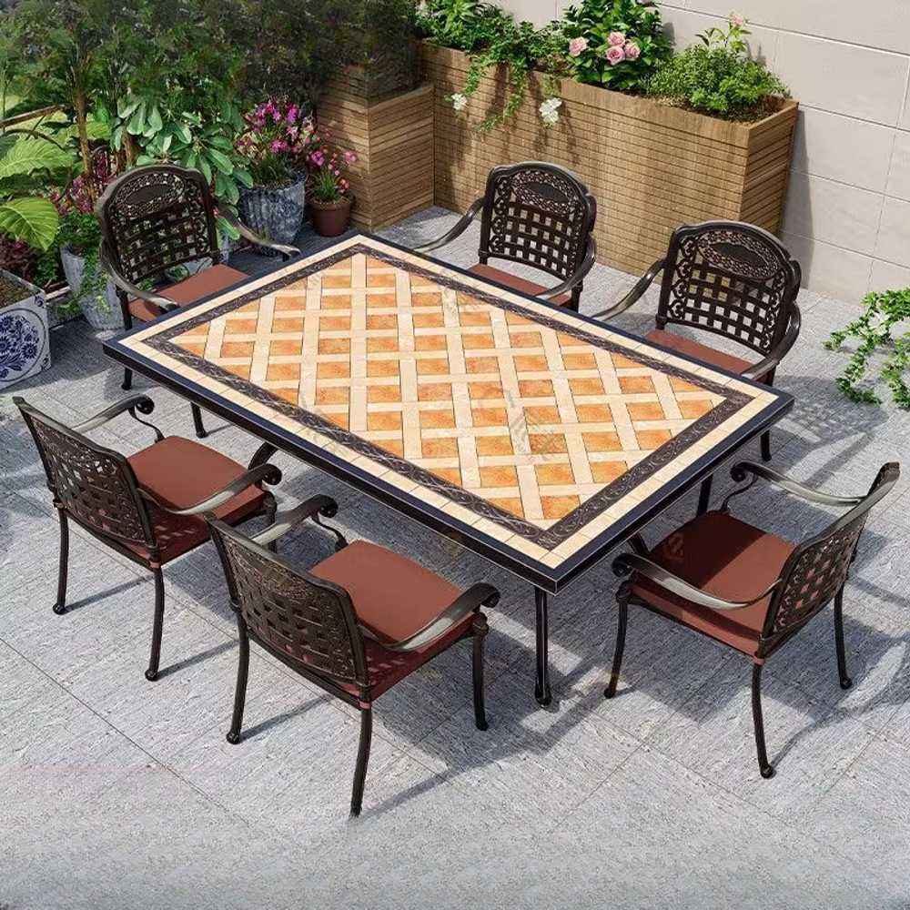 야외식탁 주물알루미늄 레트로 마당용 엔틱테이블 A형 126x80cm+의자 4개 - 상세 이미지 2