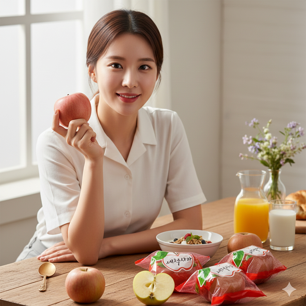 세척사과 부사 고당도 꿀사과 껍질째먹는 가정용 중소과 - 상품 이미지