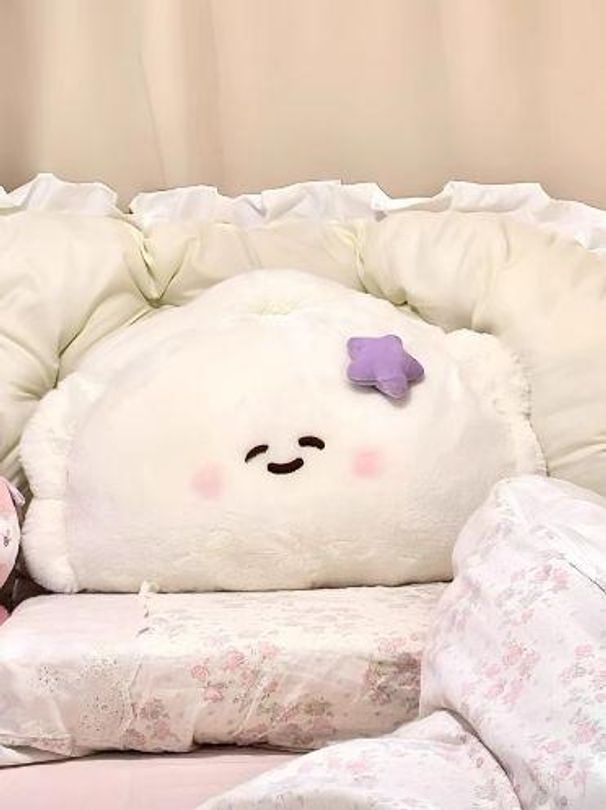 블루바구니 만두쿠션 푹신 찐빵 모찌 인테리어소품 퍼플스타 표준 40cm-49cm - 상품 이미지