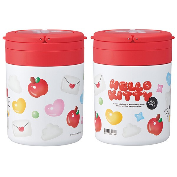 스케이터 산리오 헬로키티 풍선 캐릭터 접이식 핸들 보온 보냉 델리카포트 스프통 500ml LJFO5 - 하카타몰