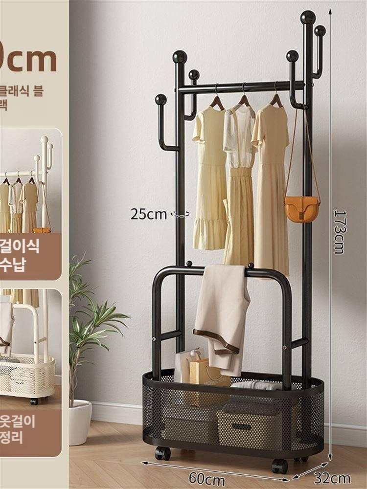 이동식 스탠드 옷걸이 침실용 간이 이중봉 실내 옷정리 A83 크림화이트 60cm 이미지 6