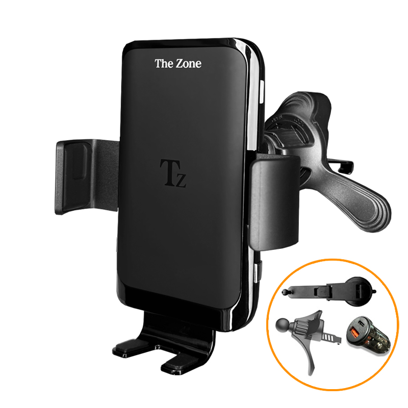 더존 차량용 휴대폰 무선충전 거치대 TZ-C100S 15W+고속충전시거잭