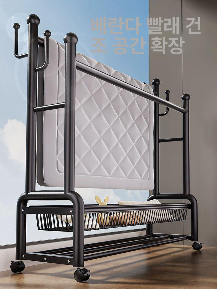 실내용 이중봉 행거 두꺼운 옷걸이대 간편형 초두꺼운 32mm 150cm 8후크 A 대형 이미지 6