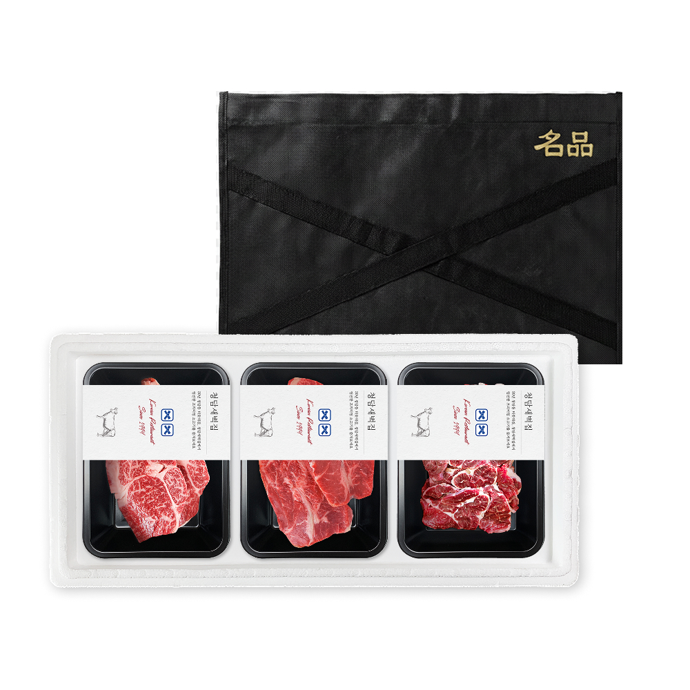 구이 선물세트 투뿔1호 암소한우 ++1등급 [등심 + 부채살 + 아롱사태] 300g x 3팩 - 상세 이미지 2