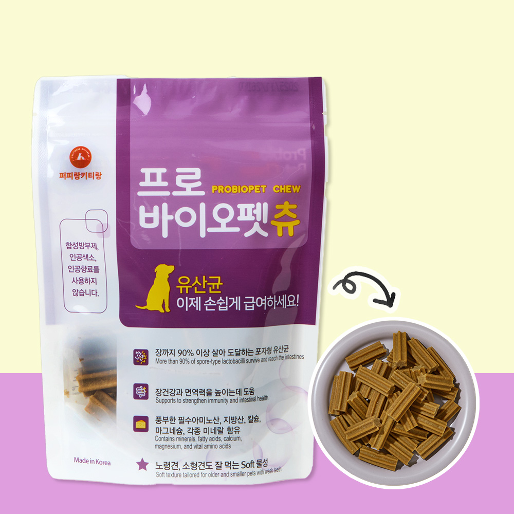 프로바이오펫츄 강아지 유산균 영양제 장건강 치석제거 36개입, 180g, 1개