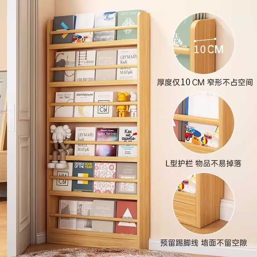 문뒤선반 틈새 슬림장 벽 우드 얇은 깔끔 수납 공부방 50cm 5단 - 상세 이미지 3