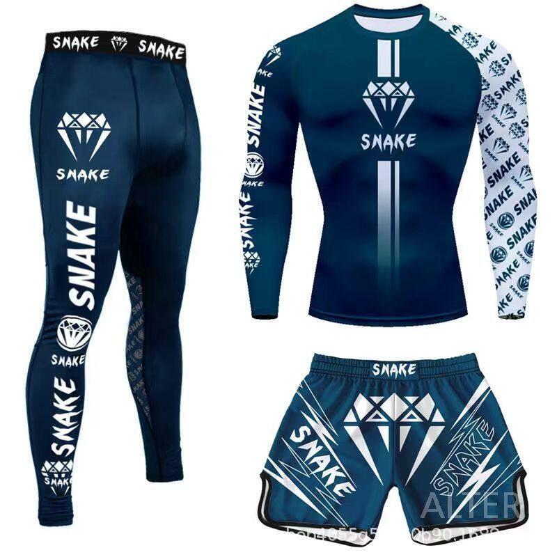 무도복 래쉬가드 3피스 MMA 트레이닝복 4XL 트렁크 도복 무에타이 - 상품 이미지