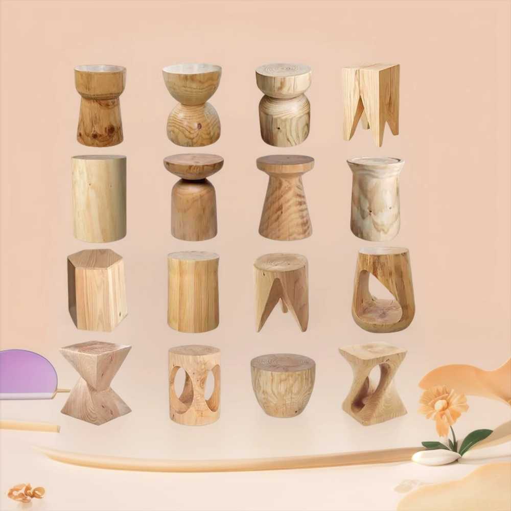 원목 의자 주사위 큐브 카페 가정용 인테리어 스툴 A형 35x35x45 - 상세 이미지 5