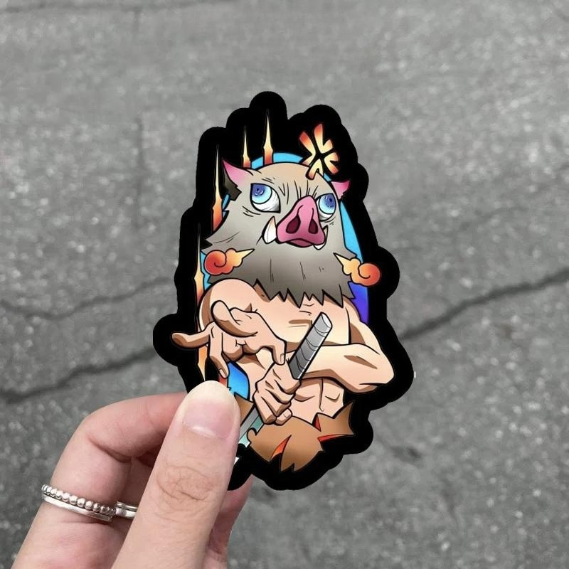 귀멸의칼날 자동차 스티커 오토바이 스쿠터 Q버전 귀여운 긁힘 커버 차체 장식 데칼 8cm - 상품 이미지