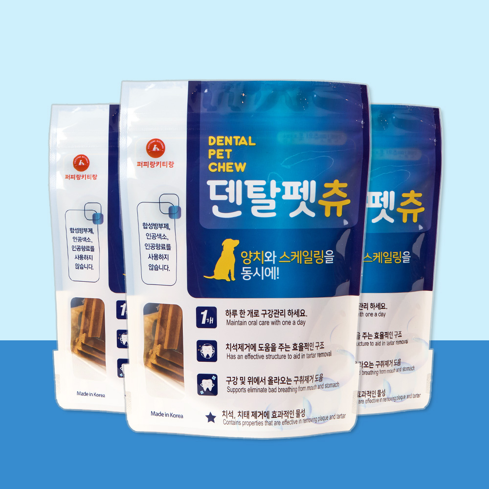 덴탈펫츄 강아지 덴탈껌 치석제거 입냄새 반려견 덴탈케어 15개입, 3개 - 상품 이미지