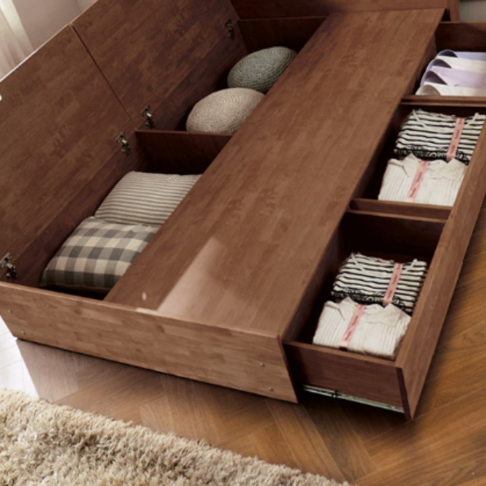 페어리 킹사이즈침대 침대킹 라지 프레임 매트없음, K(킹), 월넛(벙커형)