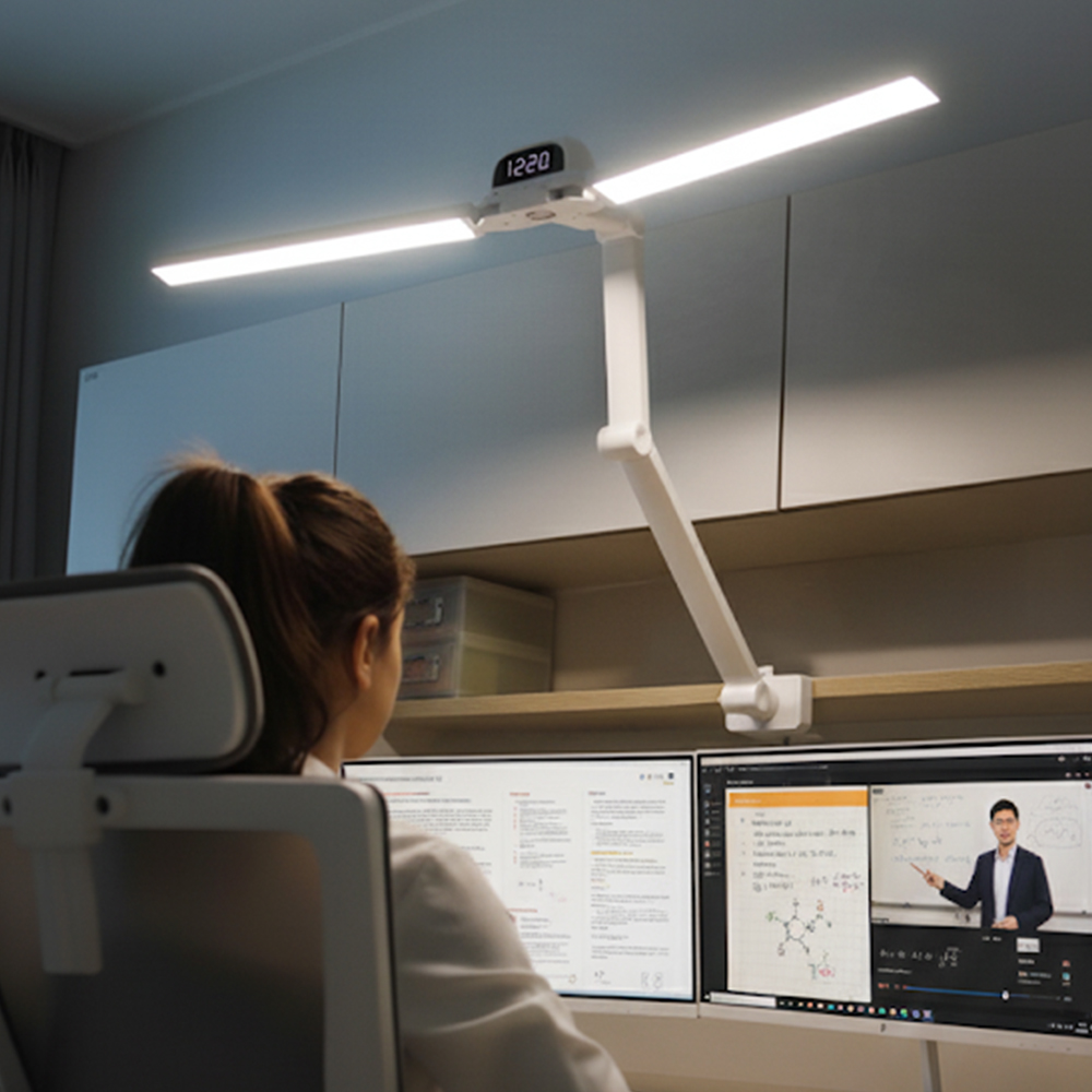 900mm 울트라 LED 책상 스탠드 와이드 스텐드 리모컨 화이트 아이스터디 - 상세 이미지 2