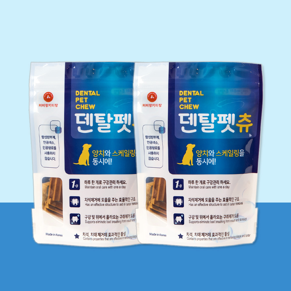 덴탈펫츄 강아지 덴탈껌 치석제거 입냄새 반려견 덴탈케어 15개입, 2개 - 메인 이미지
