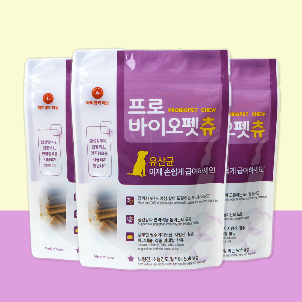 프로바이오펫츄 강아지 유산균 영양제 장건강 치석제거 36개입, 180g, 3개 - 메인 이미지