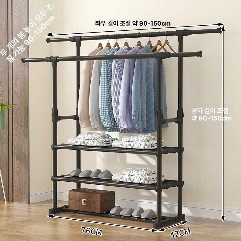 스탠드형 의류 건조대 빨래 옷걸이 행거 스탠드 옷정리 확장형 150cm 기본 - 상세 이미지 2