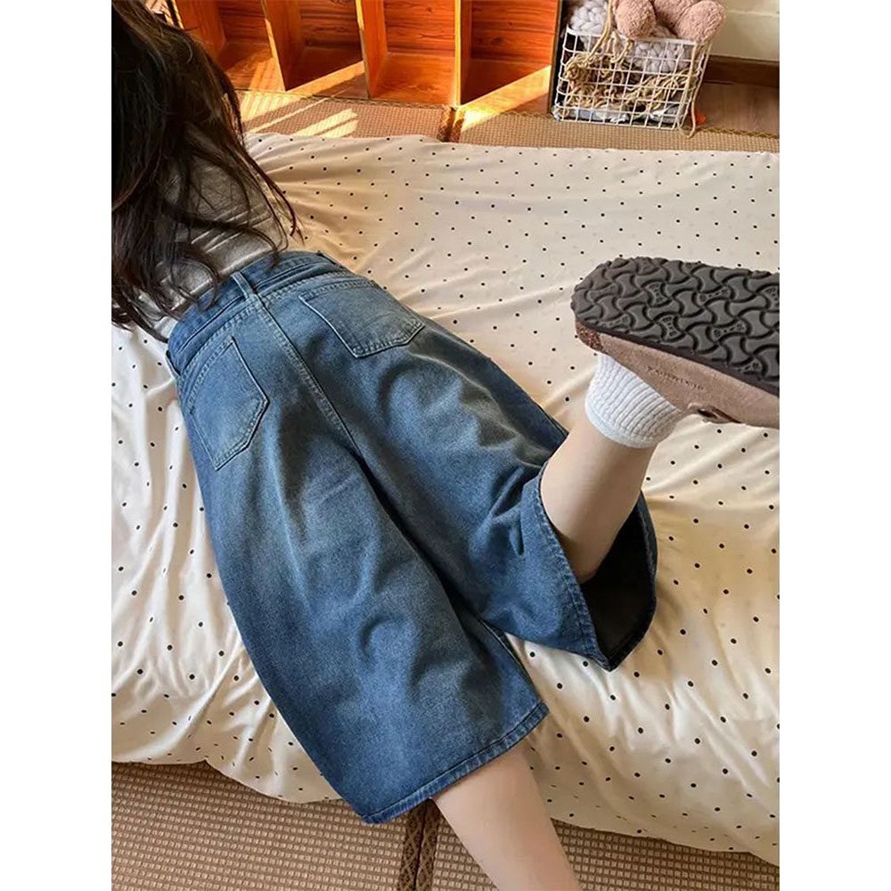 청반바지 여성 와이드 하이웨스트 빈티지 5부 루즈핏 여름 bying24 - 상세 이미지 5