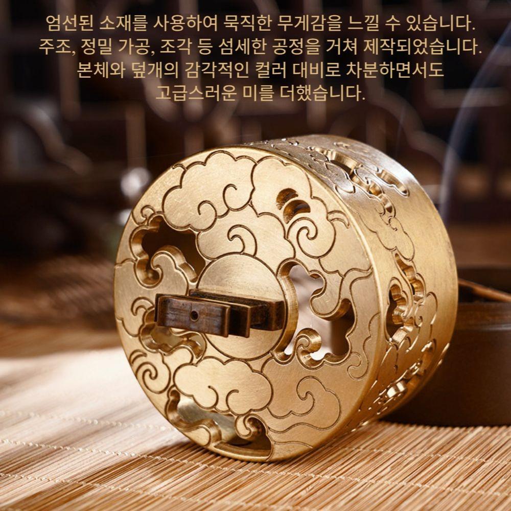 황동 향로 인센스 홀더 침향 단향 다도 명상 용품 선물 - 상세 이미지 2