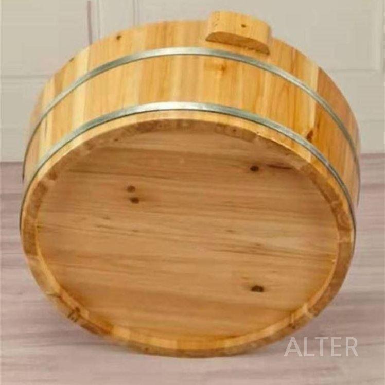 나무 족욕통 히노끼 세숫대야 바가지 스파 욕실 40cm 직경 16cm 높이 단면 - 상세 이미지 4