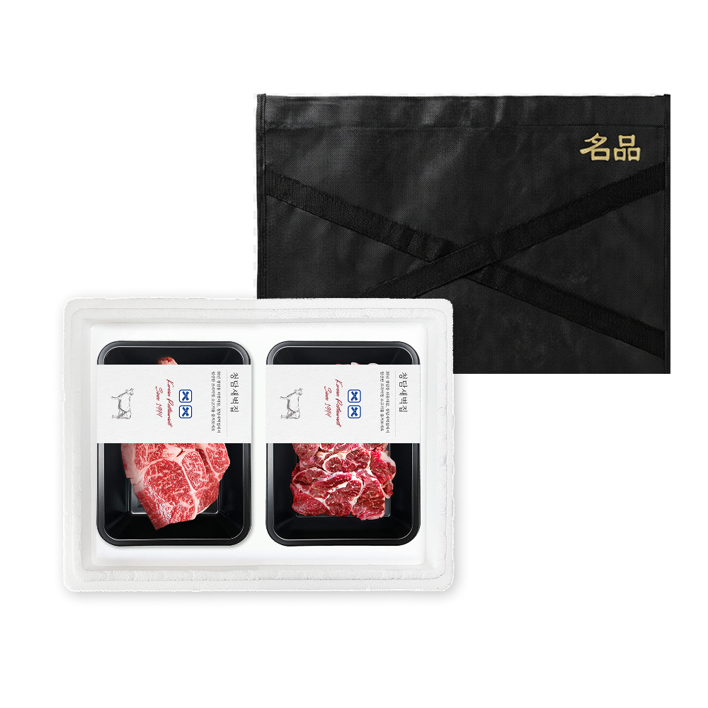구이 선물세트 원뿔1호 암소한우 +1등급 [등심 + 아롱사태] 300g x 2팩 - 상세 이미지 2