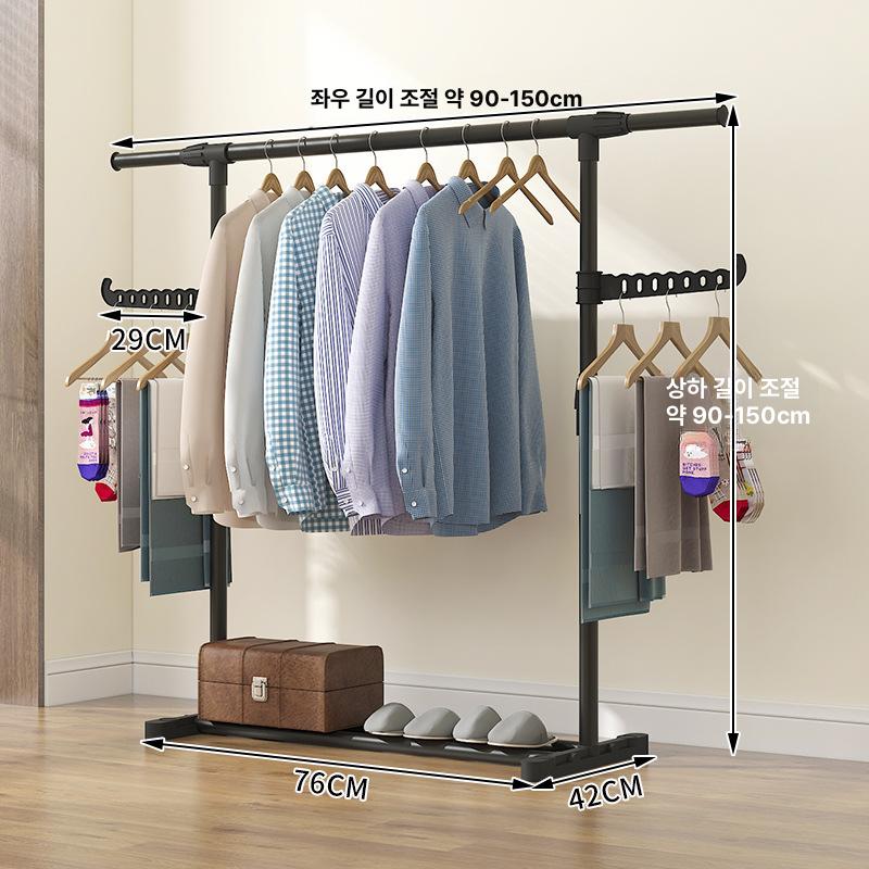 스탠드형 의류 건조대 빨래 옷걸이 행거 스탠드 옷정리 확장형 150cm 기본 - 상세 이미지 5