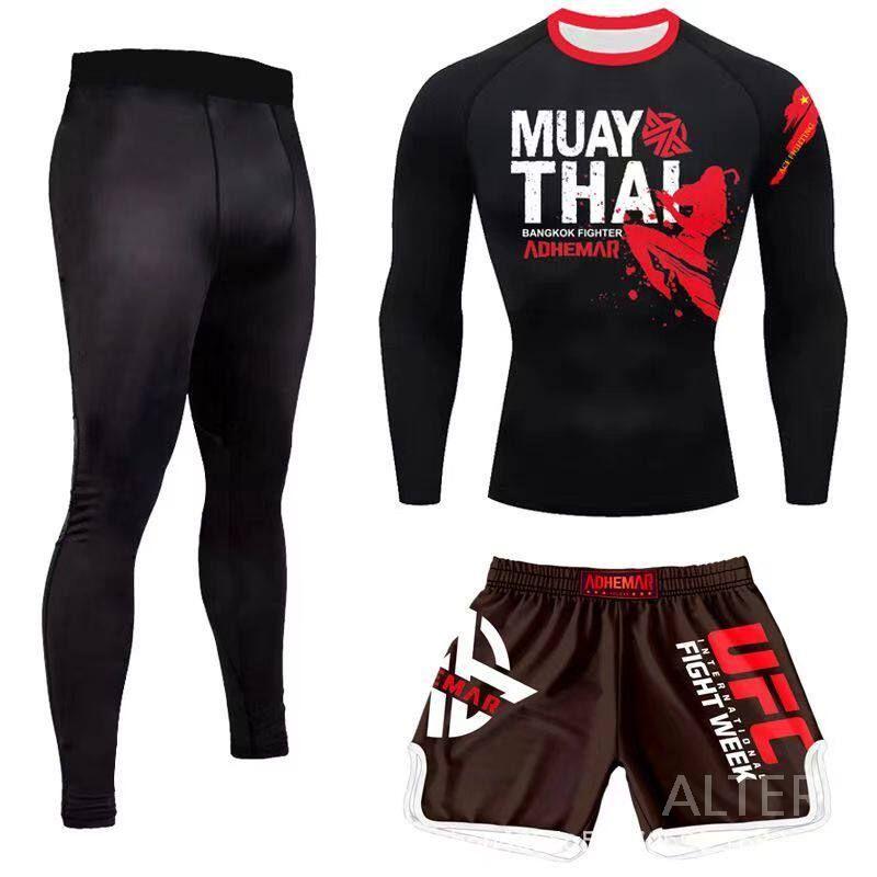 무도복 래쉬가드 3피스 MMA 트레이닝복 4XL 트렁크 도복 무에타이 - 상세 이미지 2