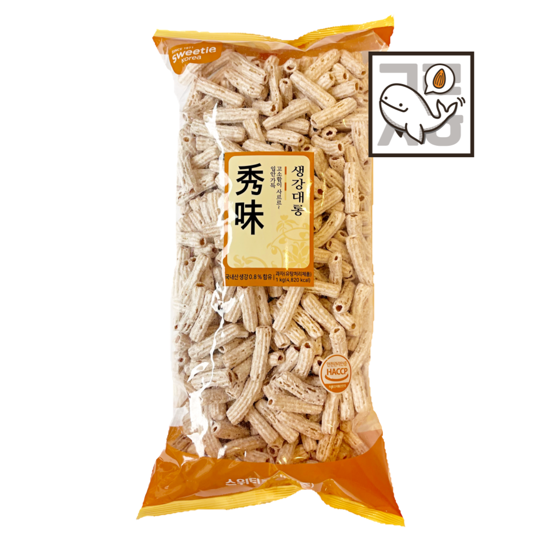 고래상회 생강대롱 허니꿀짱 1kg 맥주집안주 인간사료 짱구 탕비실 단체 대용량 과자 - 상품 이미지