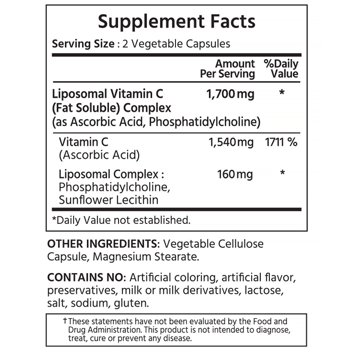 마이라이프내추럴스 리포좀 비타민C 1700mg 180야채캡슐 180캡슐, 4개 - 상세 이미지 2