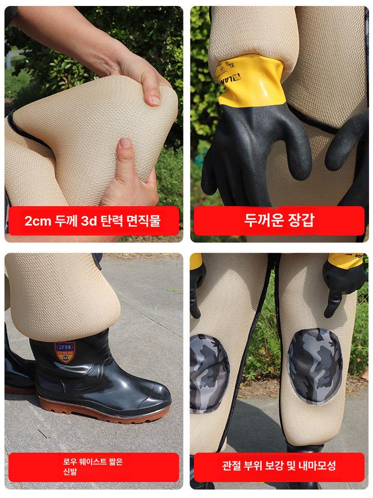 통기성 두꺼운 벌 보호복 팬 포함 전신 퇴치 방호복 세트 팬 없음 전원 없음 이미지 6