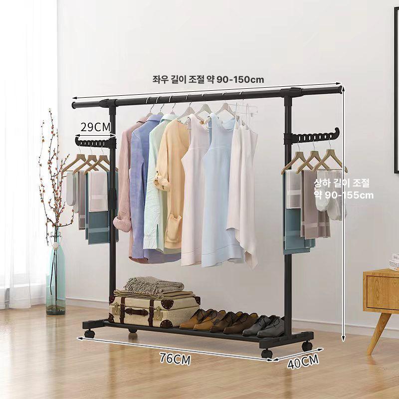 스탠드형 의류 건조대 빨래 옷걸이 행거 스탠드 옷정리 확장형 150cm 기본 - 상세 이미지 4