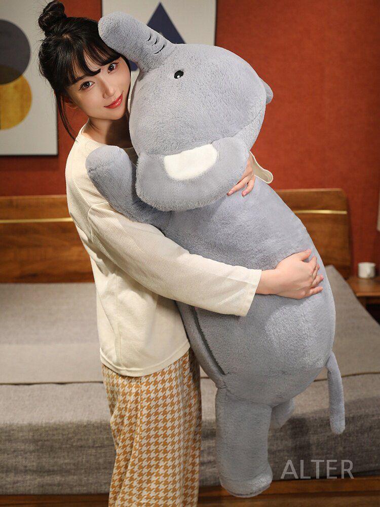 코끼리 바디필로우 인형 대형 푹신한 동물 베개 쿠션 안고자는 회색 코끼리 80cm - 상세 이미지 2