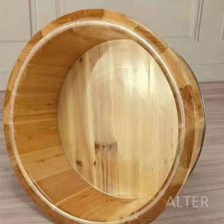 나무 족욕통 히노끼 세숫대야 바가지 스파 욕실 40cm 직경 16cm 높이 단면 - 상세 이미지 2