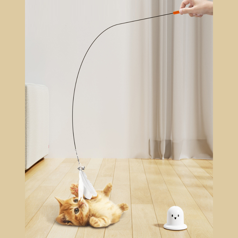 2way 고양이 깃털 낚시대 장난감 애묘 쥐꼬리 장난감 롱 테일 줄 반려동물 - 상세 이미지 3