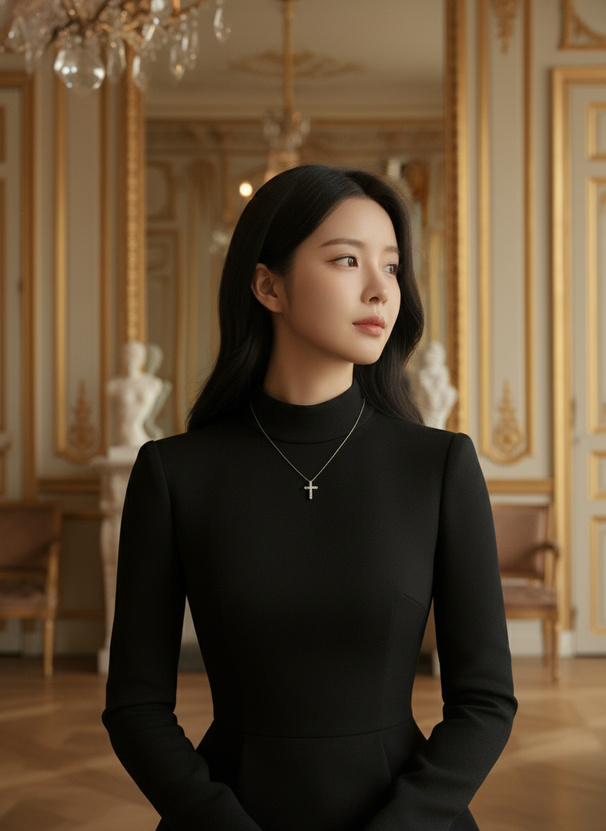 십자가 랩 2.5미리 다이아 목걸이 메달 교회 천주교 성당 기념일 선물 레이어드 미듐 - 상세 이미지 4